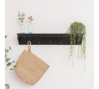 Melody Maison Black Painted Scalloped Edge Coat Peg Rail Hooks With Shelf - 80Cm