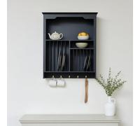 Melody Maison Black Wall Mounted Plate Rack With Gold Hooks