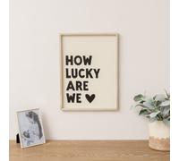 Melody Maison Black & White 'how Lucky Are We' Wooden Framed Wall Art Print - 40Cm X 30Cm