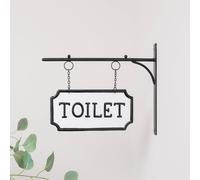 Melody Maison Black & White Metal Wall Mounted Hanging Toilet Sign Melody Maison Black