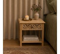 Melody Maison Bohemian Natural Mango Wood One Drawer Bedside Table - Freya Wood Range