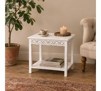 Melody Maison Bohemian White Distressed Mango Wood Side / Coffee Table - Freya White Range