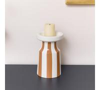Melody Maison Burnt Orange Striped Pillar Candle Holder - 18Cm