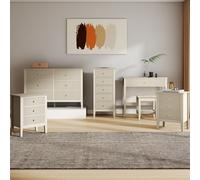 Melody Maison Chest Of Drawers, Tall Bedside Table, Pair Of Bedside Tables & Dressing Table Set - Hales Taupe Range