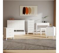 Melody Maison Chest Of Drawers, Tall Bedside Table, Pair Of Bedside Tables & Dressing Table Set - Hales White Range