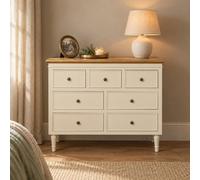 Melody Maison Cream & Wooden 7 Drawer Chest Of Drawers - Claudia Range