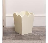 Melody Maison Cream Wooden Scalloped Edge Waste Paper Bin