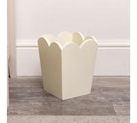 Melody Maison Cream Wooden Scalloped Edge Waste Paper Bin