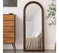 Melody Maison Dark Arched Wood & Gold Framed Wall & Leaner Mirror - 166Cm X 70Cm