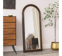 Melody Maison Dark Arched Wood & Gold Framed Wall & Leaner Mirror - 166cm X 70cm in Brown | Size: 166 cm X 70 cm Melody Maison Brown 166 cm X 70 cm