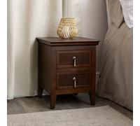 Melody Maison Dark Brown Wooden Reeded 2 Drawer Bedside Table - Georgian Range