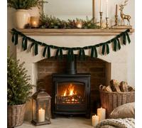 Melody Maison Dark Green Velvet Bow Christmas Garland Bunting - 200Cm