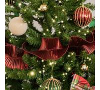 Melody Maison Dark Red Metallic Ruffle Christmas Tree Ribbon - 270Cm (2.7M / 106.3')