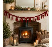 Melody Maison Dark Red Velvet Bow Christmas Garland Bunting - 200Cm