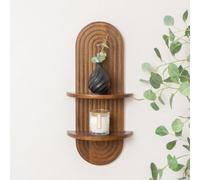 Melody Maison Dark Wood 2 Tier Arched Fluted Wall Shelf - 30Cm X 60Cm