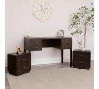 Melody Maison Dark Wood 4 Drawer Dressing Table & Pair Of Bedside Tables - Kingsley Range