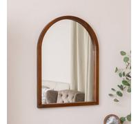 Melody Maison Dark Wood Framed Arched Wall Mirror - 60Cm X 80Cm - Ashwell Range