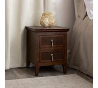 Melody Maison Dark Wood Reeded 2 Drawer Bedside Table - Georgian Range
