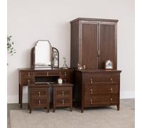 Melody Maison Dark Wood Reeded Wardrobe, Dressing Table, Mirror Set, Chest Of 3 Drawers & Pair Of Bedside Tables - Georgian Range
