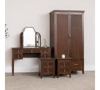 Melody Maison Dark Wood Reeded Wardrobe, Dressing Table, Mirror Set & Pair Of Bedside Tables - Georgian Range