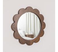 Melody Maison Dark Wood Scalloped Edge Bevelled Wall Mirror - 70Cm