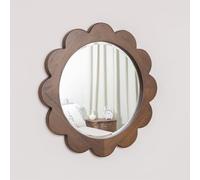 Melody Maison Dark Wood Scalloped Edge Bevelled Wall Mirror - 70cm