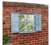 Melody Maison Distressed Green Shutter Style Garden Wall Mounted Mirror 60cm X 70cm | Size: 60 cm X 70 cm Melody Maison Green 60 cm X 70 cm