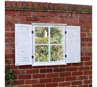 Melody Maison Distressed Ivory Shutter Style Garden Wall Mounted Mirror 60cm X 70cm | Size: 60 cm X 70 cm Melody Maison Ivory 60 cm X 70 cm