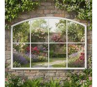 Melody Maison Distressed White Arched Window Wall Mirror - 100cm X 70cm | Size: 100 cm X 70 cm Melody Maison White 100 cm X 70 cm