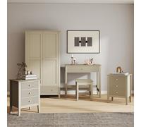 Melody Maison Double Wardrobe, Dressing Table, Stool & Pair Of 3 Drawer Bedside Tables - Hales Taupe Range