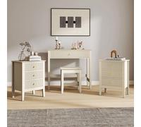 Melody Maison Dressing Table, Stool & Pair Of 3 Drawer Bedside Tables - Hales Taupe Range in Beige Melody Maison Beige