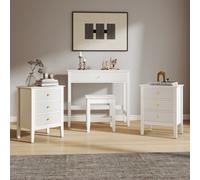 Melody Maison Dressing Table, Stool & Pair Of 3 Drawer Bedside Tables - Hales White Range