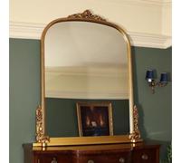 Melody Maison Extra Large Arch Antique Gold Ornate Overmantle Mirror - 1.52m x 1.28m