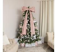 Melody Maison Extra Large Blush Pink Velvet Christmas Bow - 70Cm X 140Cm