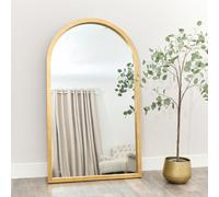 Melody Maison Extra Large Gilded Gold Arched Frame Leaner/wall Mirror - 190Cm X 110Cm