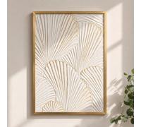 Melody Maison Extra Large Gold Ginkgo Textured Painting / Wall Art - 55Cm X 80Cm