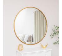 Melody Maison Extra Large Round Gold Wall Mirror 120cm X 120cm (1.2 M X 1.2 M) in Metallic Gold | Size: 120 cm X 120 cm Melody Maison Metallic Gold 120 cm X 120 cm