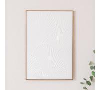 Melody Maison Extra Large White Ginkgo Textured Wall Art - 55Cm X 80Cm