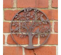 Melody Maison Galvanised Rust Tree Detail Garden Wall Art - 30Cm