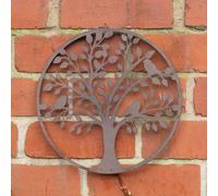 Melody Maison Galvanised Rust Tree Detail Garden Wall Art - 30cm in Brown Melody Maison Brown