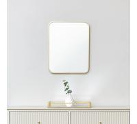 Melody Maison Gold Curved Framed Wall Mirror 50cm X 40cm in Metallic Gold | Size: 50 cm X 40 cm Melody Maison Metallic Gold 50 cm X 40 cm