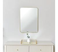 Melody Maison Gold Curved Framed Wall Mirror 70cm X 50cm in Metallic Gold | Size: 70 cm X 50 cm Melody Maison Metallic Gold 70 cm X 50 cm