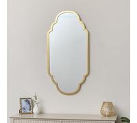 Melody Maison Gold Foiled Curved Scalloped Framed Wall Mirror 50Cm X 100Cm