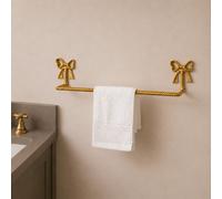 Melody Maison Gold Metal Bow Detailed Wall Mounted Towel Rail