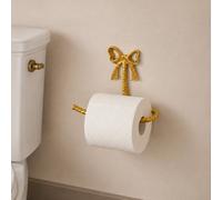 Melody Maison Gold Metal Bow Shaped Wall Mounted Toilet Roll Holder