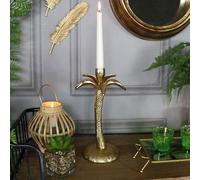 Melody Maison Gold Metal Palm Tree Candle Holder