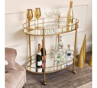 Melody Maison Gold Mirrored Oval Drinks Trolley