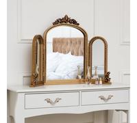 Melody Maison Gold Ornate Arched Triple Dressing Table Mirror 80cm X 56cm | Size: 80 cm X 56 cm Melody Maison Gold 80 cm X 56 cm