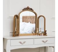 Melody Maison Gold Ornate Arched Triple Dressing Table Mirror 80cm x 56cm