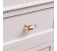 Melody Maison Gold & Pink Acrylic T-Bar Shaped Drawer Handle